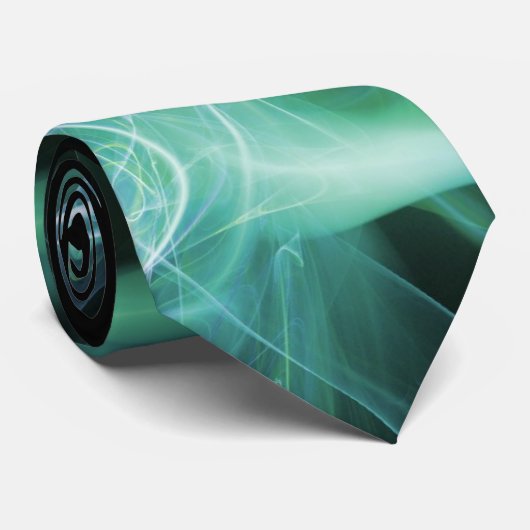 AQUAMARINE GRÜNE FRAKTAL-WELLEN, WIRBEL, BLAUES KRAWATTE (Gerollt)