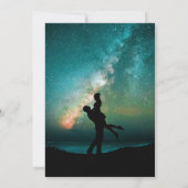 Aquamarine grüne Galaxie Romantische Paarung Einladung (Rückseite)