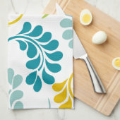 Aquamarine grüne gelbe Blumenküchen-Geschenke Handtuch (Viertel Falte)