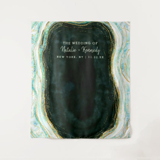 Aquamarine Grüne Geode Hochzeitskabine - Hintergru Wandteppich (Vorderseite)