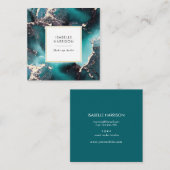 Aquamarine grüne goldene Aquakultur Quadratische Visitenkarte (Vorne/Hinten)