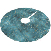 Aquamarine Grüne Goldsteine Polyester Weihnachtsbaumdecke (Schrägansicht)