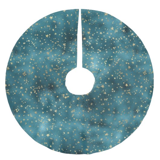 Aquamarine Grüne Goldsteine Polyester Weihnachtsbaumdecke (Vorderseite)