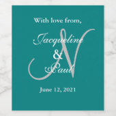 Aquamarine Grüne Hochzeitstempel Weinetikett (Einzelnes Label)