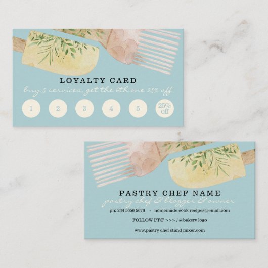 Aquamarine Grüne Loyalität Einzigartige Konditorei Visitenkarte (Vorne/Hinten)