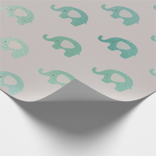 Aquamarine Grüne Minze Graue Prinzessin Elephant N Geschenkpapier (Ecke)