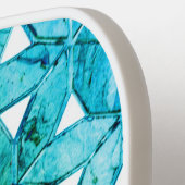 Aquamarine grüne Mosaik-Blume fürchtete Geometrie Pickleball Schläger (Linke Seite)