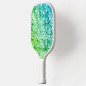 Aquamarine grüne Mosaik-Blume fürchtete Geometrie Pickleball Schläger (Links)