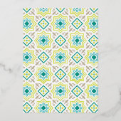 Aquamarine grüne persische Mosaikhochzeit Folieneinladung (Rückseite)