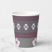 Aquamarine grüne Pflaume und rosa Pappbecher (Links)