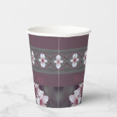 Aquamarine grüne Pflaume und rosa Pappbecher (Rechts)