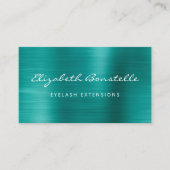 Aquamarine grüne Pinselstrich-Metal-Script-Erweite Visitenkarte (Vorderseite)