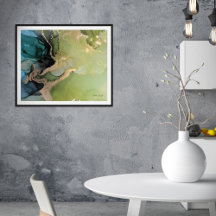 Aquamarine grüne schwarze Gold Abstrakte Alkoholti