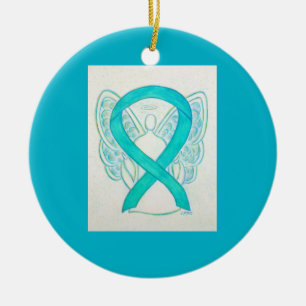 Aquamarine Grüne Sensibilisierungskampagne Angel O Keramikornament