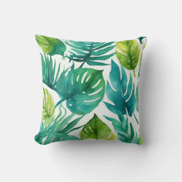 Aquamarine grüne tropische Blätter Palm Fronds Lea Kissen