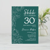 Aquamarine grüne Überraschung 30. Geburtstag Einladung (Stehend Vorderseite)