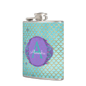 Aquamarine grüne und Lila Mermaid-Skala Mit Monogr Flachmann (Links)