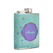 Aquamarine grüne und Lila Mermaid-Skala Mit Monogr Flachmann (Rechts)