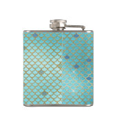 Aquamarine grüne und Lila Mermaid-Skala Mit Monogr Flachmann (Rückseite)