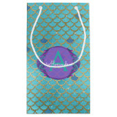 Aquamarine grüne und Lila Mermaid-Skala Mit Monogr Kleine Geschenktüte (Rückseite)