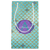 Aquamarine grüne und Lila Mermaid-Skala Mit Monogr Kleine Geschenktüte (Vorderseite)