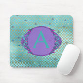 Aquamarine grüne und Lila Mermaid-Skala Mit Monogr Mousepad (Mit Mouse)
