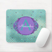 Aquamarine grüne und Lila Mermaid-Skala Mit Monogr Mousepad (Mit Mouse)