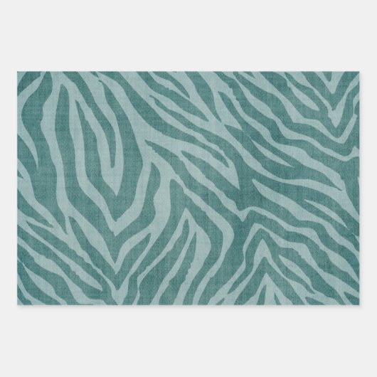 Aquamarine grüne Zebra-Tierausdruck Geschenkpapier Set (Vorderseite 2)