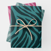 Aquamarine grüne Zebra-Tierausdruck Geschenkpapier Set (Beispiel)