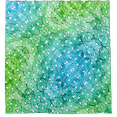 Aquamarine grünes Mosaik | Blume des Lebens Duschvorhang (Vorderseite)