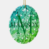 Aquamarine grünes Mosaik | Blume des Lebens Keramik Ornament (Rechts)