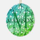 Aquamarine grünes Mosaik | Blume des Lebens Keramik Ornament (Links)