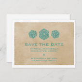 Aquamarine Grunge D20 Dice Gamer Save the Date Pos Ankündigungspostkarte (Vorne/Hinten)
