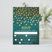 Aquamarine Grunge Hochzeitsmahlzeit im Herbst RSVP Karte (Stehend Vorderseite)