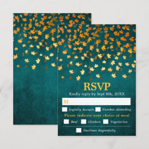 Aquamarine Grunge Hochzeitsmahlzeit im Herbst RSVP Karte