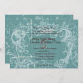 Aquamarine Grunge Hochzeitsreise Einladung (Vorne/Hinten)