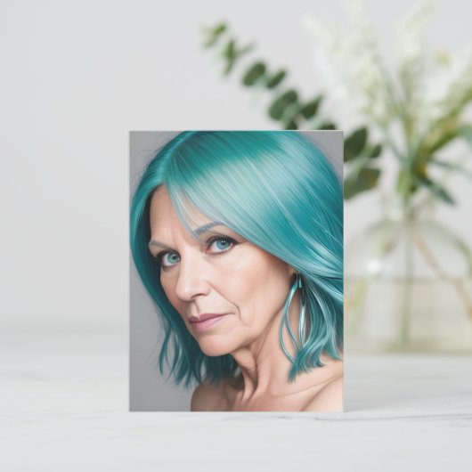 Aquamarine Haarblatte Postkarte (Stehend Vorderseite)