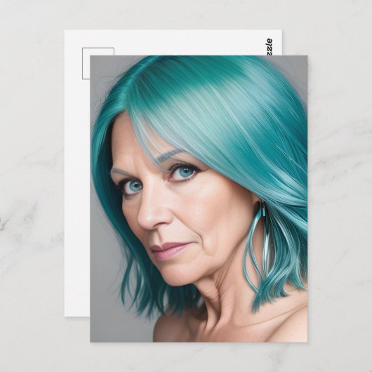 Aquamarine Haarblatte Postkarte (Vorne/Hinten)