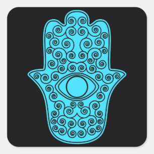 Aquamarine Hamsa-Hand der Miriam-Hand von Quadratischer Aufkleber