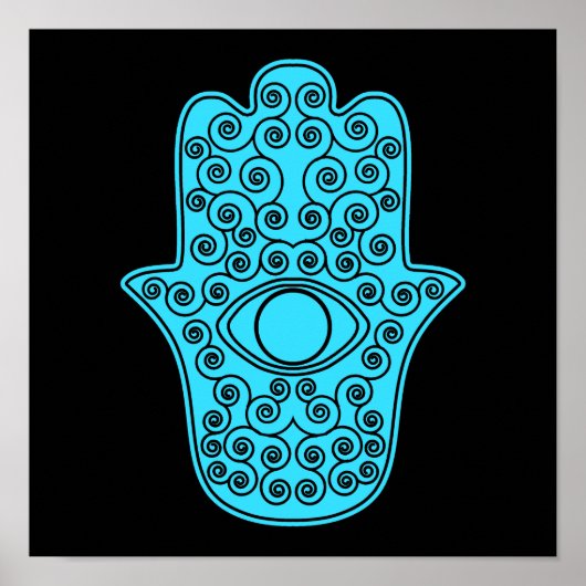 Aquamarine Hamsa-Hand von Miriam-Hand von Fatima.p Poster (Vorne)
