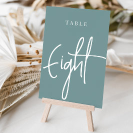 Aquamarine Hand-Skripttisch Acht Tischnummer