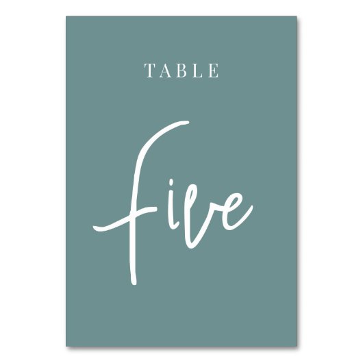 Aquamarine, handgescripte Tabelle 5 Tischnummer (Rückseite)