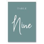 Aquamarine, handgescripte Table NINE Tischnummer (Rückseite)