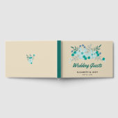 Aquamarine handgezogene Blume, Hochzeit Gästebuch (Voll)