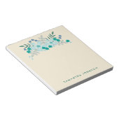 Aquamarine handgezogene Blume, Personalisiert Notizblock (angewinkelt)