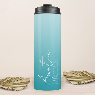 Aquamarine Handschrift für Personalisierte Tante Thermosbecher