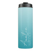 Aquamarine Handschrift für Personalisierte Tante Thermosbecher (Vorderseite)