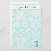 Aquamarine Harfe Briefpapier (Vorne/Hinten)