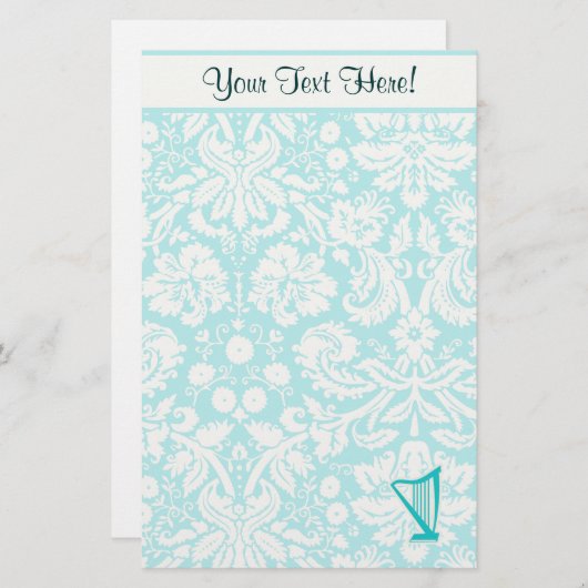 Aquamarine Harfe Briefpapier (Vorne/Hinten)