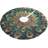 Aquamarine harte Pastelle Zeichnend Pfauenfedern Polyester Weihnachtsbaumdecke (Schrägansicht)